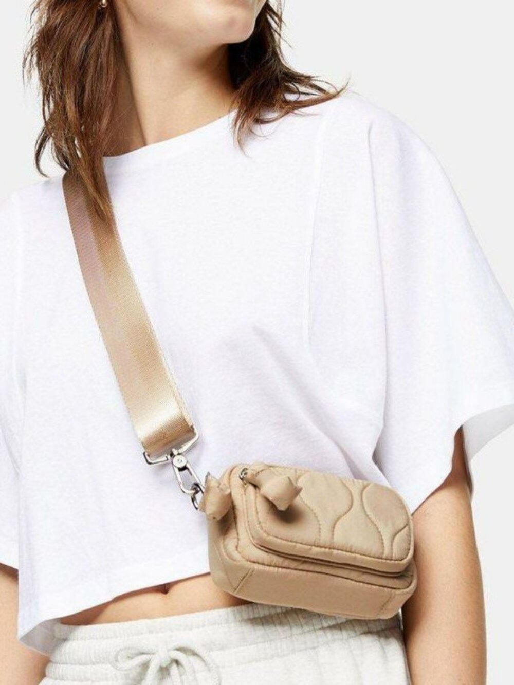 Topshop Nylon Micro Quilted Crossbody Bag
